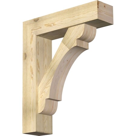 Ekena Millwork Olympic Block Rough Sawn Bracket w/ Offset Brace, Douglas Fir, 8"W x 32"D x 38"H BKT0806X32X38OLY05RDF